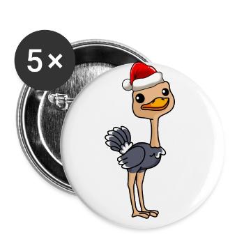 Strauß Comic Weihnachten - Buttons groß 56 mm (5er Pack) - Weiß - Vorne