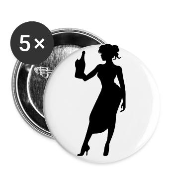 Drunk Silhouette Celebrating Party Girl - Buttons large 2.2''/56 mm (5-pack) - white - Front