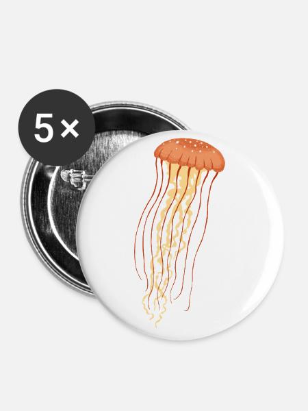 Qualle 2 - Buttons groß 56 mm (5er Pack) - Weiß