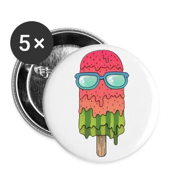 Melonen-Eis (Sonnenbrille) - Buttons groß 56 mm (5er Pack) - Weiß - Vorne