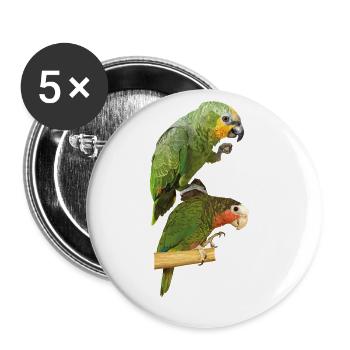 Papageien - Buttons groß 56 mm (5er Pack) - Weiß - Vorne