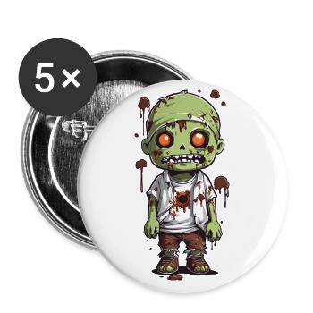 Mitternachts Zombie Spaß an Halloween - Buttons groß 56 mm (5er Pack) - Weiß - Vorne