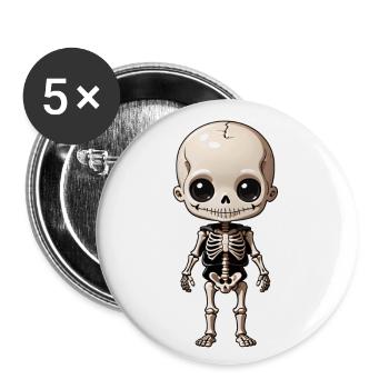 Halloween - niedlicher Tod - Skelett mit Umhang - Buttons groß 56 mm (5er Pack) - Weiß - Vorne