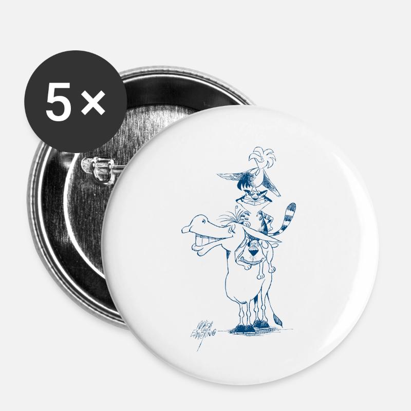 Bremen Town Musicians Volker Ernsting - Buttons large 2.2''/56 mm (5-pack) - white