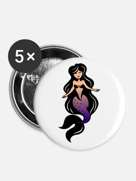 Sirene - Buttons groß 56 mm (5er Pack) - Weiß