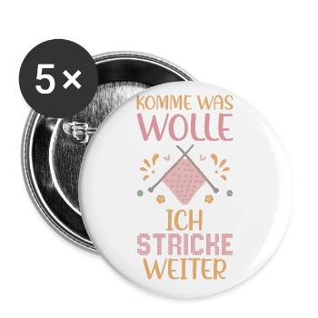 Stricken Shirt Komme was wolle ich stricke weiter - Buttons groß 56 mm (5er Pack) - Weiß - Vorne
