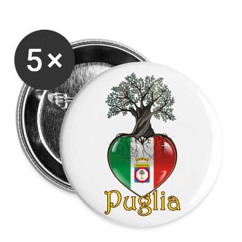 Puglia roots heart - Buttons large 2.2''/56 mm (5-pack) - white - Front