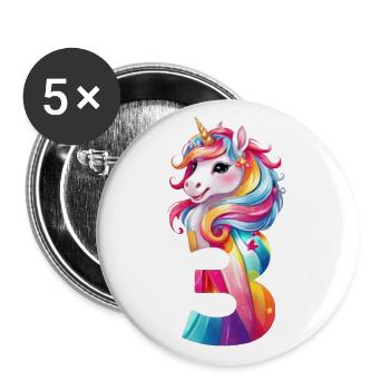 3ÈME ANNIVERSAIRE LICORNE - Lot de 5 grands badges (56 mm) - blanc - Devant