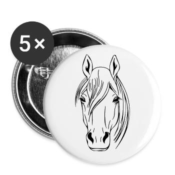 Horse head vector - Buttons large 2.2''/56 mm (5-pack) - white - Front