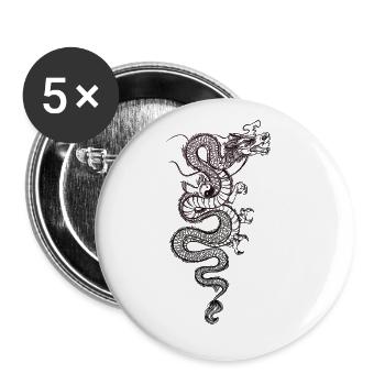 China chinesischer Drache Tattoo2 - Buttons groß 56 mm (5er Pack) - Weiß - Vorne