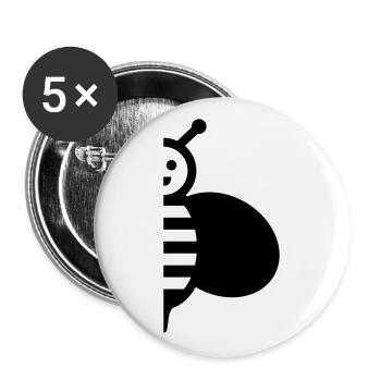Hälfte einer Biene mit einem Flügel - Buttons groß 56 mm (5er Pack) - Weiß - Vorne