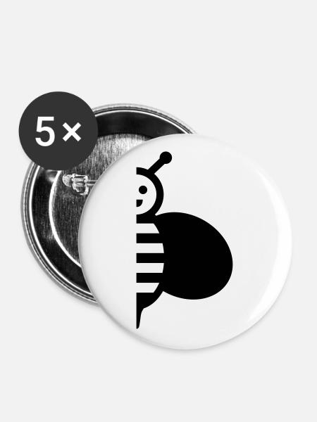 Half of a bee with a wing - Buttons large 2.2''/56 mm (5-pack) - white
