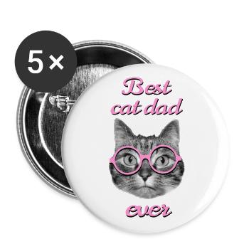For the best cat dad ever - Buttons large 2.2''/56 mm (5-pack) - white - Front