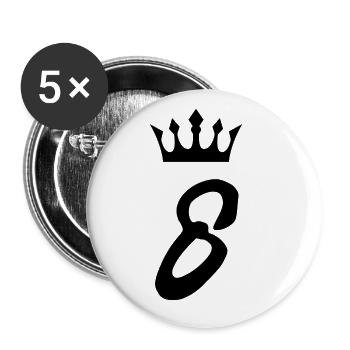 8 Zahl Krone - Buttons groß 56 mm (5er Pack) - Weiß - Vorne