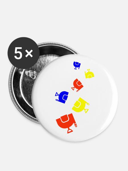 Sattel Symbol - Buttons groß 56 mm (5er Pack) - Weiß