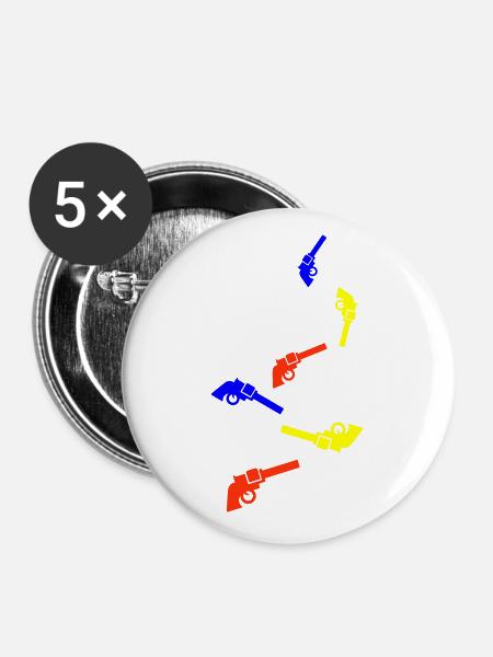 waffe symbol pistole - Buttons groß 56 mm (5er Pack) - Weiß