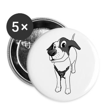 Cute Cartoon Dog - Buttons large 2.2''/56 mm (5-pack) - white - Front