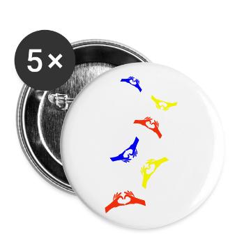Hands Heart Colorful - Buttons large 2.2''/56 mm (5-pack) - white - Front