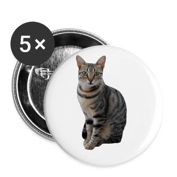 Katze Kätzchen Katzenshirt Katzen T-shirt Geschenk - Buttons groß 56 mm (5er Pack) - Weiß - Vorne