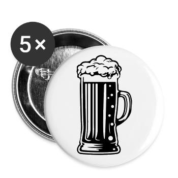 Beer Symbol Beer Glass - Buttons large 2.2''/56 mm (5-pack) - white - Front