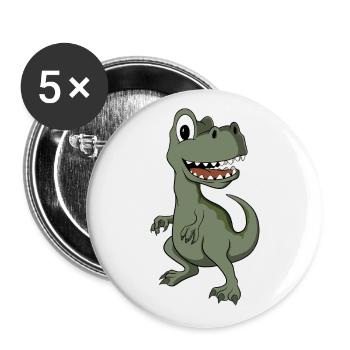 Cute Cartoon Dinosaur - Buttons large 2.2''/56 mm (5-pack) - white - Front