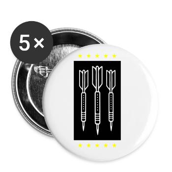 Darts Team Dartpfeile Symbol - Buttons groß 56 mm (5er Pack) - Weiß - Vorne