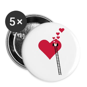 Échelle à la fenêtre - Fensterln / window heart (3c) - Lot de 5 grands badges (56 mm) - blanc - Devant