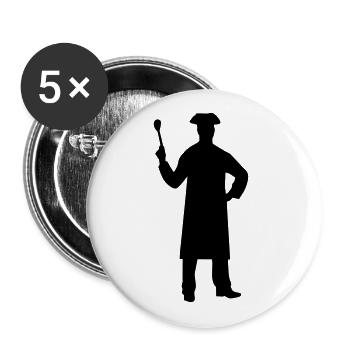 cuisinier - Lot de 5 grands badges (56 mm) - blanc - Devant