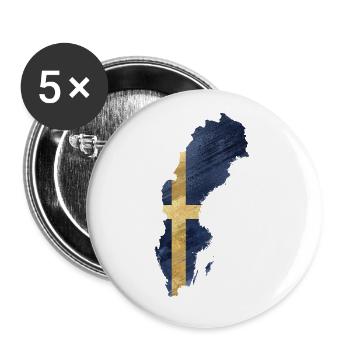 SUÈDE MAP DRAPEAU - Lot de 5 grands badges (56 mm) - blanc - Devant