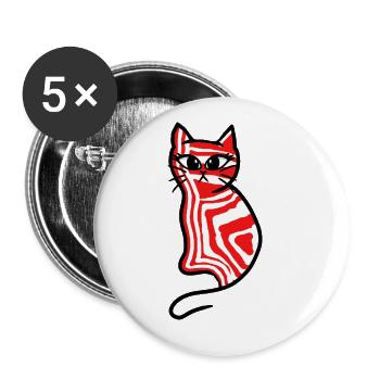 Cat Cats Retro 80s 90s Kitten - Buttons large 2.2''/56 mm (5-pack) - white - Front