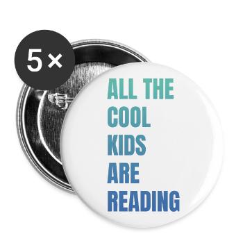 Alle Coolen Kids Lesen Lehrer - Buttons groß 56 mm (5er Pack) - Weiß - Vorne