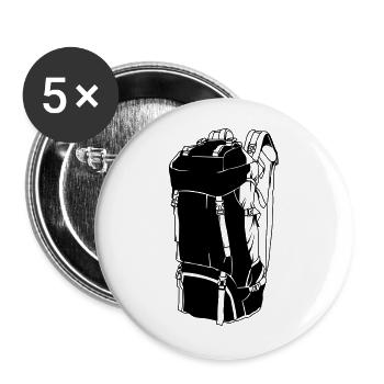 rucksack camping backpacker symbol - Buttons groß 56 mm (5er Pack) - Weiß - Vorne