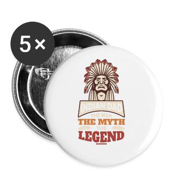 Indian Dad The Man The Myth The Legend - Buttons large 2.2''/56 mm (5-pack) - white - Front