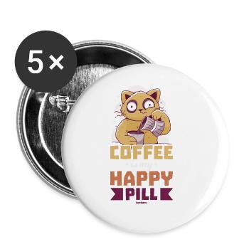Coffee Espresso Capuccino Office Fun Gift - Buttons large 2.2''/56 mm (5-pack) - white - Front
