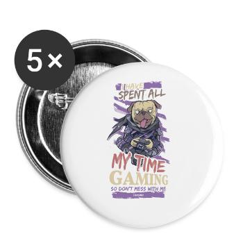 Jeu - Lot de 5 grands badges (56 mm) - blanc - Devant