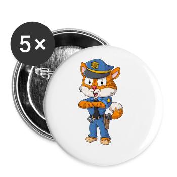 Policier des chats - Lot de 5 grands badges (56 mm) - blanc - Devant