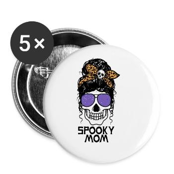 Spooky Mom - Messy Bun - Buttons large 2.2''/56 mm (5-pack) - white - Front