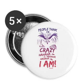 Les gens pensent que je suis fou hahahaha pingouin - Lot de 5 grands badges (56 mm) - blanc - Devant