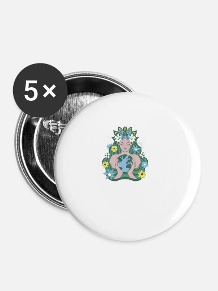 Naturschutz Klimaschutz Erde - Buttons groß 56 mm (5er Pack) - Weiß