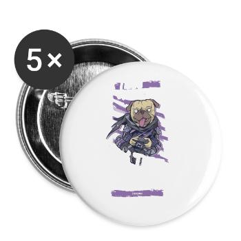 Jeu - Lot de 5 grands badges (56 mm) - blanc - Devant