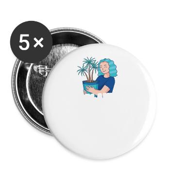 Mama liebt Pflanzen im Garten - Buttons groß 56 mm (5er Pack) - Weiß - Vorne