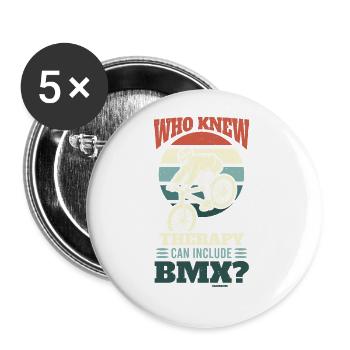 BMX Thérapie drôle de dicton - Lot de 5 grands badges (56 mm) - blanc - Devant