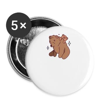 Ours Habitant de la forêt Ours brun Ours noir - Lot de 5 grands badges (56 mm) - blanc - Devant