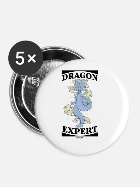 Dragon Expert - Buttons groß 56 mm (5er Pack) - Weiß