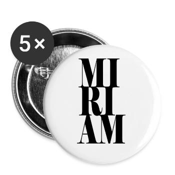 Miriam Nom Prénom Police moderne Word Art - Lot de 5 grands badges (56 mm) - blanc - Devant