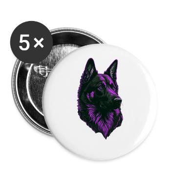 German Shepherd Head Pink - Buttons large 2.2''/56 mm (5-pack) - white - Front