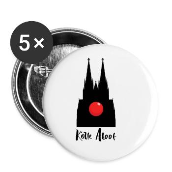 Karneval Kölle Alaaf am Kölner Dom - Buttons groß 56 mm (5er Pack) - Weiß - Vorne