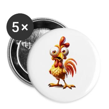 Lustiges Huhn Huhn Lustiges Bild - Buttons groß 56 mm (5er Pack) - Weiß - Vorne