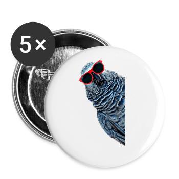 African Grey Parrot Gift - Buttons large 2.2''/56 mm (5-pack) - white - Front