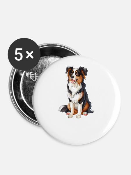 Australischer Schäferhund - Buttons groß 56 mm (5er Pack) - Weiß